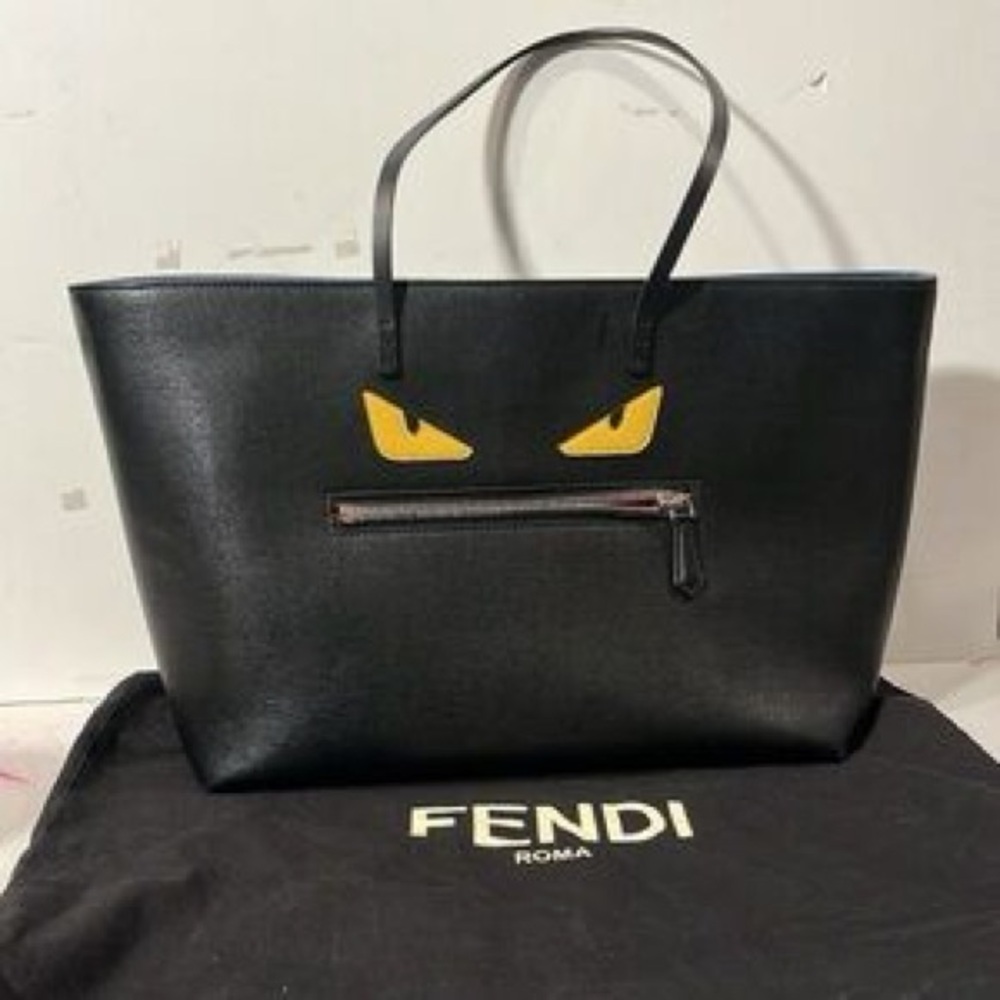 Fendi black monster Tote Bag with Yellow Eyes